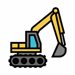 Smooth Excavator Illustration for Industrial Branding.