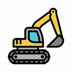 Smooth Excavator Illustration for Industrial Branding.