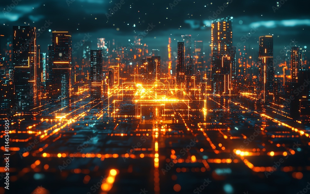 Poster smart data exchange ecosystem with glowing connections across a digital earth, futuristic technology