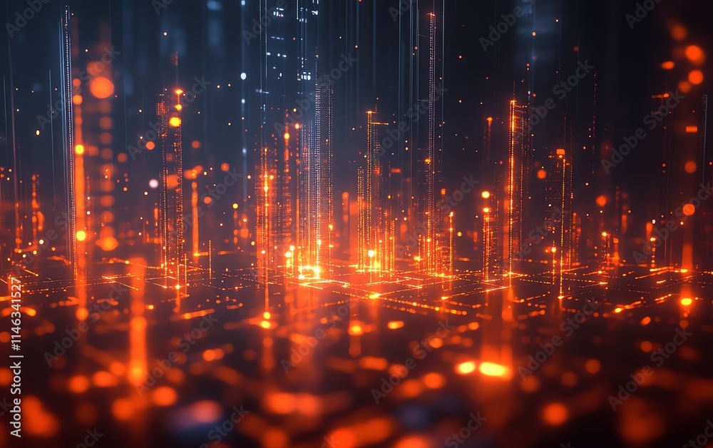 Poster smart data exchange ecosystem with glowing connections across a digital earth, futuristic technology