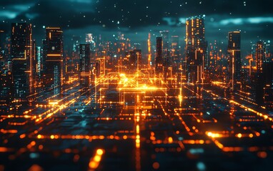 Fototapeta premium Smart data exchange ecosystem with glowing connections across a digital Earth, futuristic technology visuals, ultradetailed, photorealistic, 8K