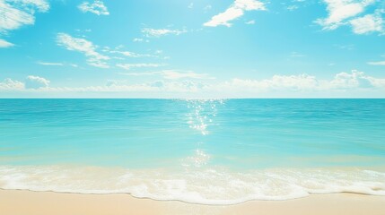 Beautiful beach with blue sky and clouds and calm water