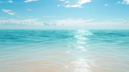 Fototapeta premium Beautiful beach with blue sky and clouds and calm water