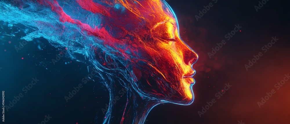 Poster a futuristic lightbulb concept with dynamic paint splashes creating its form, vibrant and glowing, a