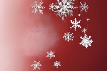 Soft Red color backdrop with snowflakes. generative ai
