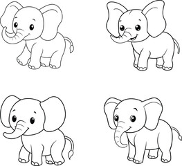 Cute Elephant Forest Line Art - Coloring Pages for Kids