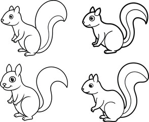 Cute Squirrel Forest Line Art - Coloring Pages for Kids