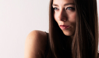 Beautiful Brunette with blue eyes