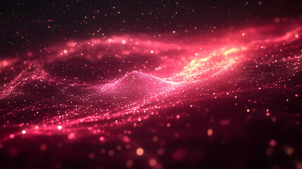 Abstract Red Background, Glowing Particles