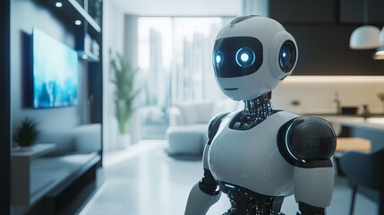 Fototapeta premium Intelligent robots help automate daily tasks in the modern home