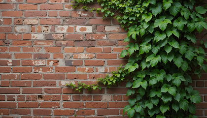 Exposed red brick wall paired with a lush philodendron climbing across the surface 2 for background wall design