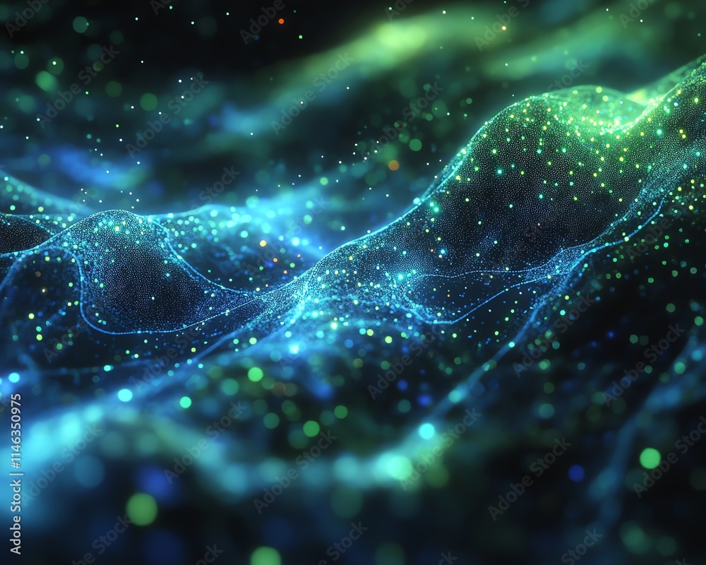 Aufkleber futuristic global network infrastructure with interconnected data streams, glowing digital nodes, vi