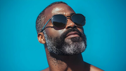 Man with Gray Beard and Sunglasses, Portrait Illustration