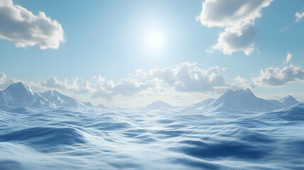 Naklejka premium Snowy Mountain Landscape 3D Render