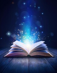 magic book with magic light