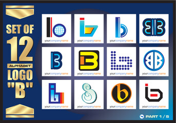 Business Corporate Logo Set, Alphabet abstract logos, Flat Icons For Business Template Logo, Square Elements, Website, Business Symbol And Circle Elements