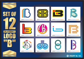 Business Corporate Logo Set, Alphabet abstract logos, Flat Icons For Business Template Logo, Square Elements, Website, Business Symbol And Circle Elements