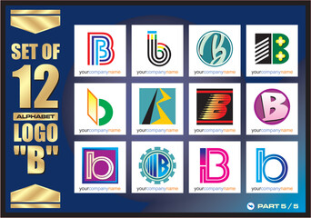 Business Corporate Logo Set, Alphabet abstract logos, Flat Icons For Business Template Logo, Square Elements, Website, Business Symbol And Circle Elements