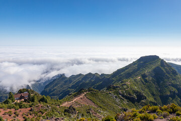 hiking in the mountain of Pico Ruivo in Madeira