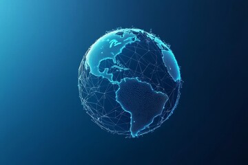 Obraz premium Cutting-Edge Blockchain Technology Showcasing a World Globe and Polygon Network