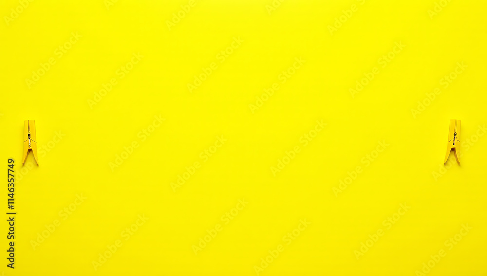 Poster Yellow background features small clothespins arranged in a symmetrical pattern, adding visual interest to the overall design effect._00002_