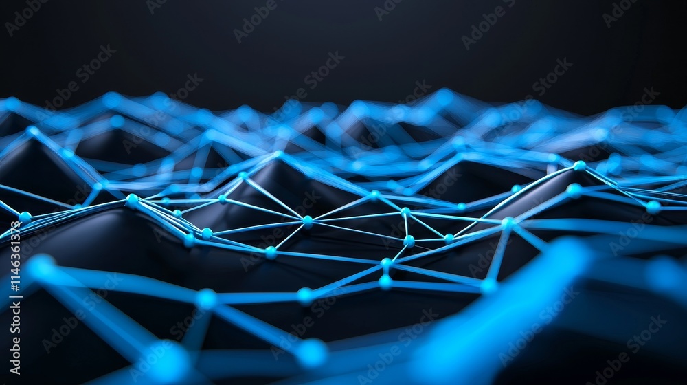 Poster a blockchain concept is depicted through an isometric illustration of digital blocks connected in a 