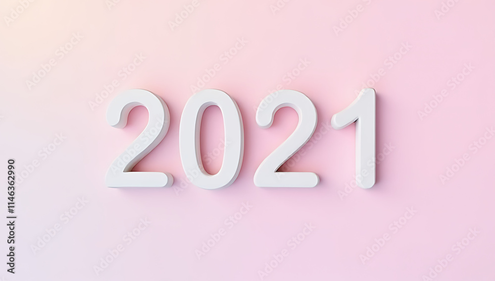 Poster The year 2021 is displayed prominently on a soft pastel colored background, creating a visually appealing aesthetic effect._00003_