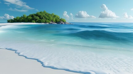 White Sandy Beach with Clear Ocean  .