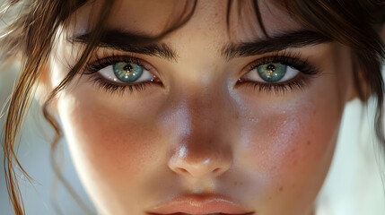 Fototapeta premium Close-up 3D Render of a Woman's Face
