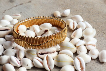 pearl necklace and shells