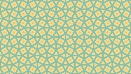 Retro Geometric Seamless Pattern in Yellow and Greenใ