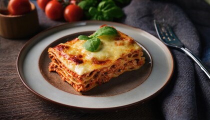tasty hot lasagna on a plate