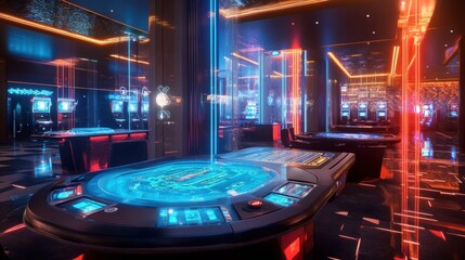 futuristic casino gaming room interior design