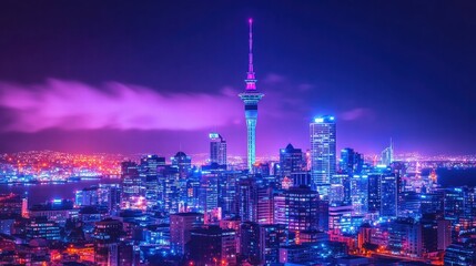 auckland city skyline night view