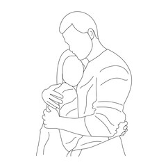 Vector illustration of a Cute Lovely couple Line Art Drawing
