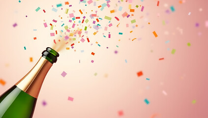 Pastel colors and delicate patterns fill this celebratory scene as confetti streamers explode from a champagne bottle._00001_