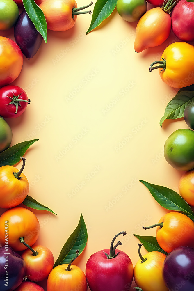 Poster orful fruits and marketplace concepts are showcased on a beautiful copy space background with vibrant and lively design elements included freely._00001_