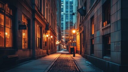 Fototapeta premium night street scene in city alleyway