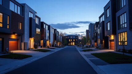 Obraz premium modern townhomes at dusk