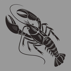 Fototapeta premium crayfish silhouette vector design art and illustration