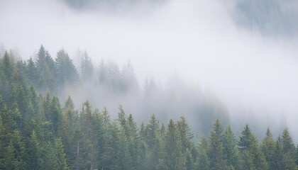  Misty landscape with fir forest 