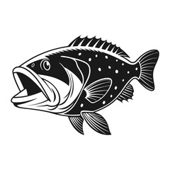 Black Grouper Fish  Vector Art and Illustration