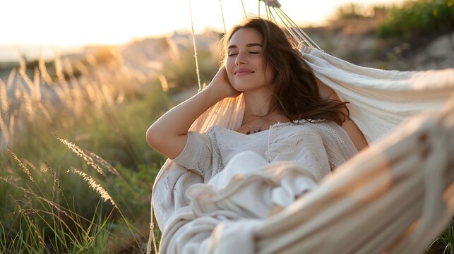 Calming Escape: Woman's Serene Outdoor Holiday