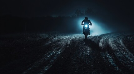Fototapeta premium night rider silhouette on dirt road