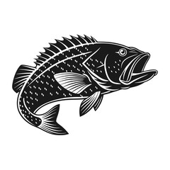 Black Grouper Fish  Vector Art and Illustration