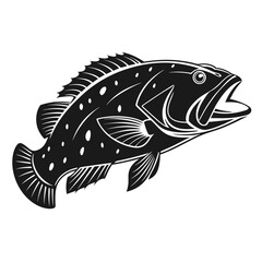 Black Grouper Fish  Vector Art and Illustration