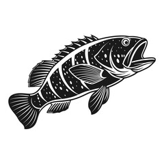 Black Grouper Fish  Vector Art and Illustration