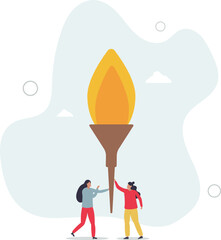 Successor plan, baton pass or transfer to new chosen leader,flat characters.