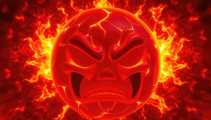 4K HD Wallpapers Angry Emoji With Glowing, Cracked Edges, Surrounded By Fiery Bursts Of Light And Energy. Desktop Wallpaper HD. HD Backgrounds