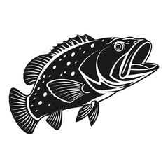 Black Grouper Fish  Vector Art and Illustration